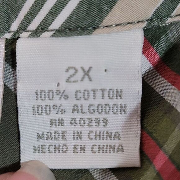 Erika Woman's Green and Red Plaid Button Down Shirt - Picture 5 of 5